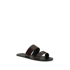 Saint Laurent Brown Calf Leather Bos Taurus Flat Sandals