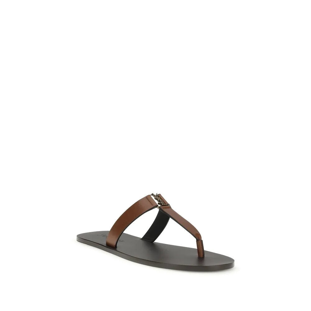 Saint Laurent Brun Kalvskinn Bos Taurus Flip-Flop Sandaler