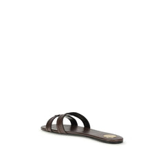Saint Laurent Brun Kalvskinn Bos Taurus Sandaler