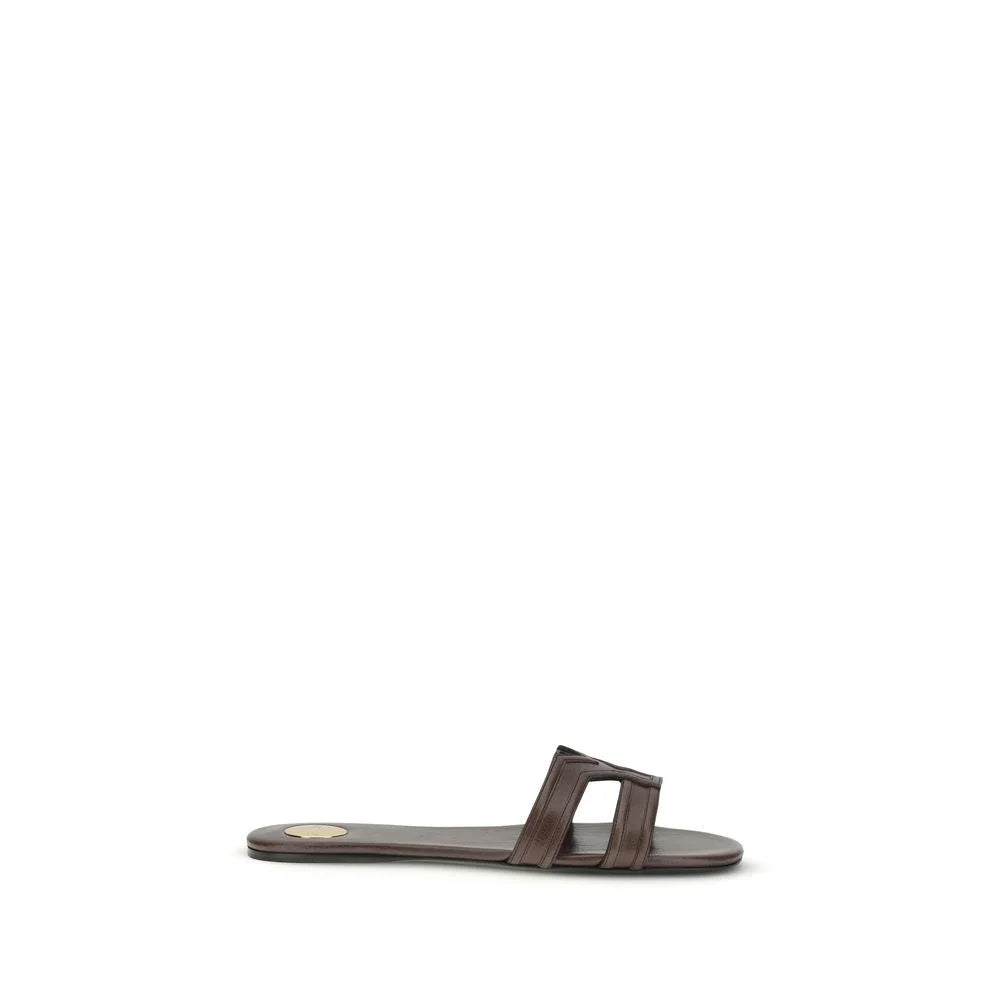 Saint Laurent Brun Kalvskinn Bos Taurus Sandaler