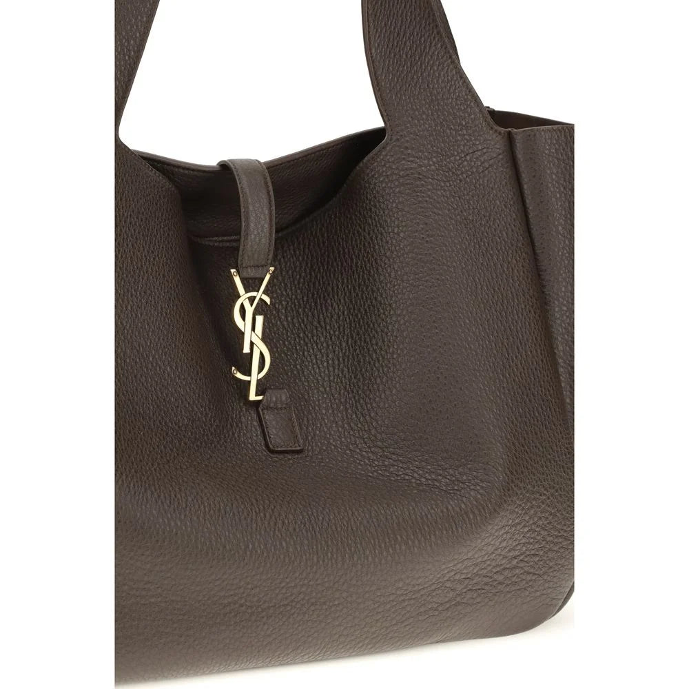 Saint Laurent Hnedá kožená kabelka Bos Taurus na rameno
