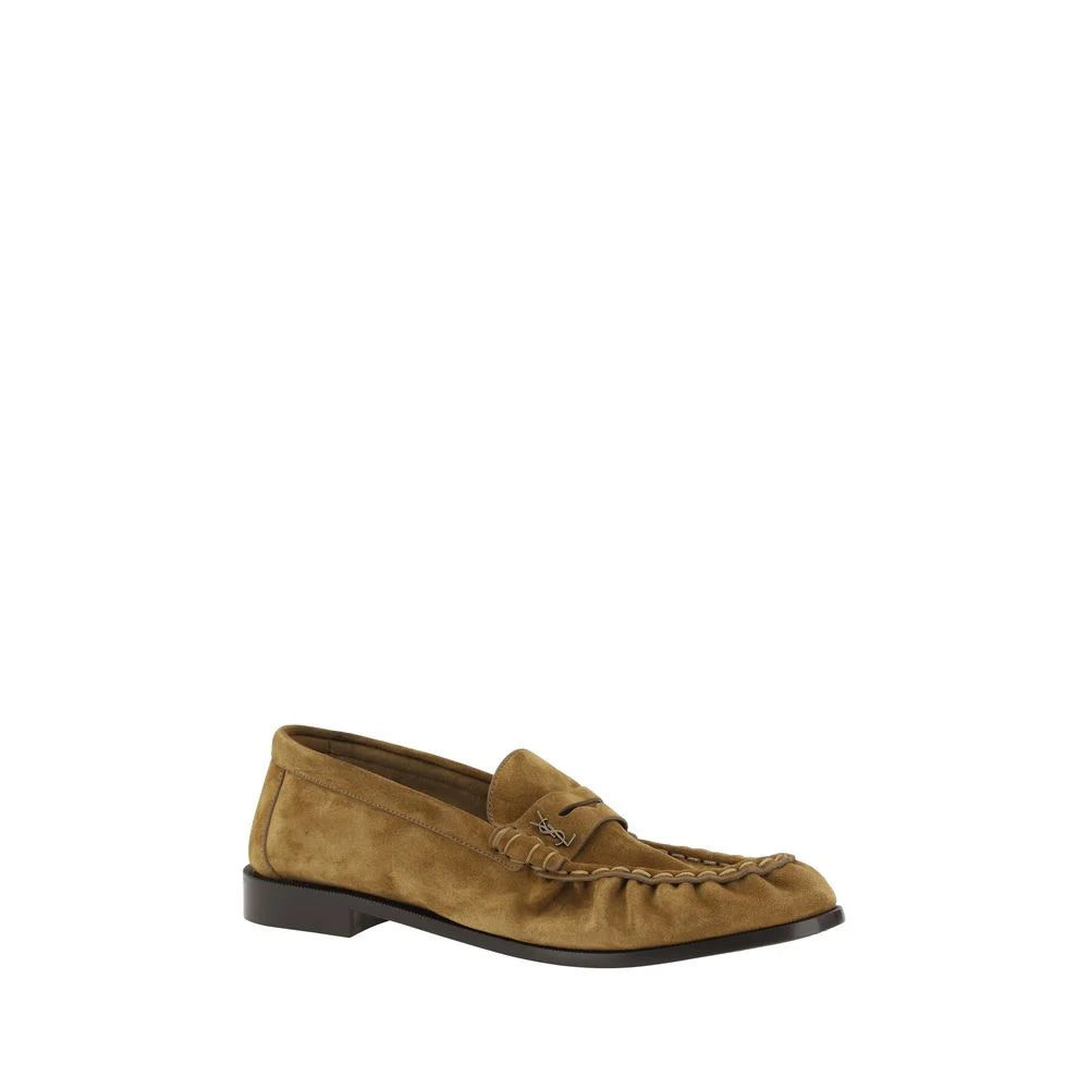 Saint Laurent Brown Calf Leather Bos Taurus Slip-On Loafers - EU40.5/US7.5