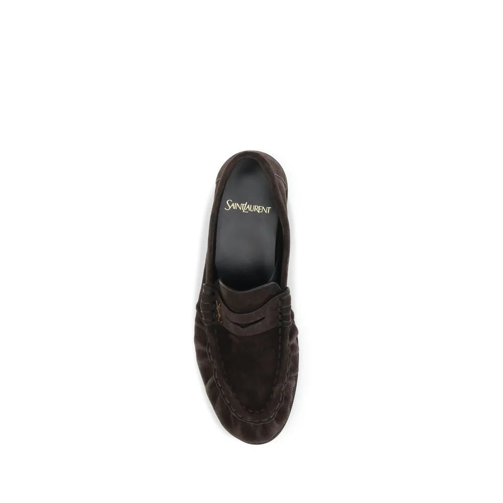 Saint Laurent Brown Calf Leather Bos Taurus Slip-On Loafers