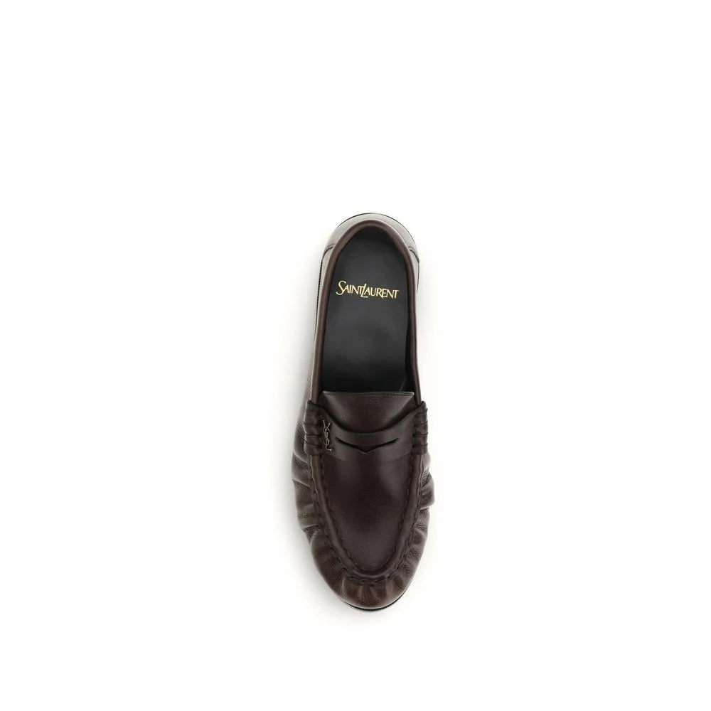 Saint Laurent Brown Calf Leather Bos Taurus Slip-On Loafers