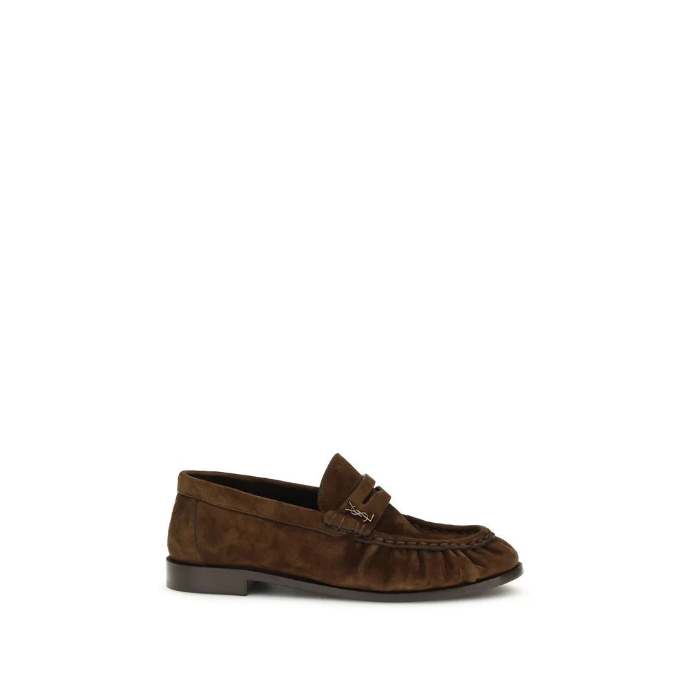 Saint Laurent Brown Calf Leather Bos Taurus Slip-On Loafers - EU41/US11