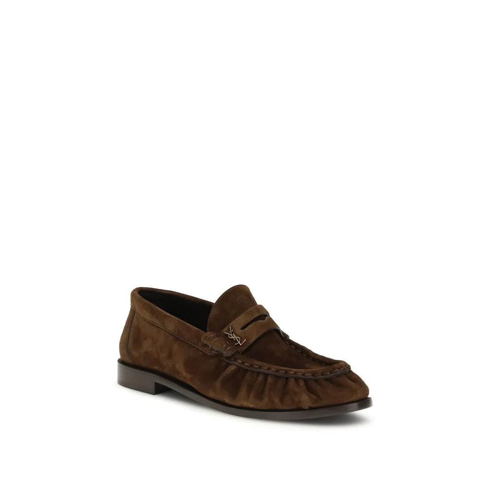 Saint Laurent Brown Calf Leather Bos Taurus Slip-On Loafers - EU41/US11