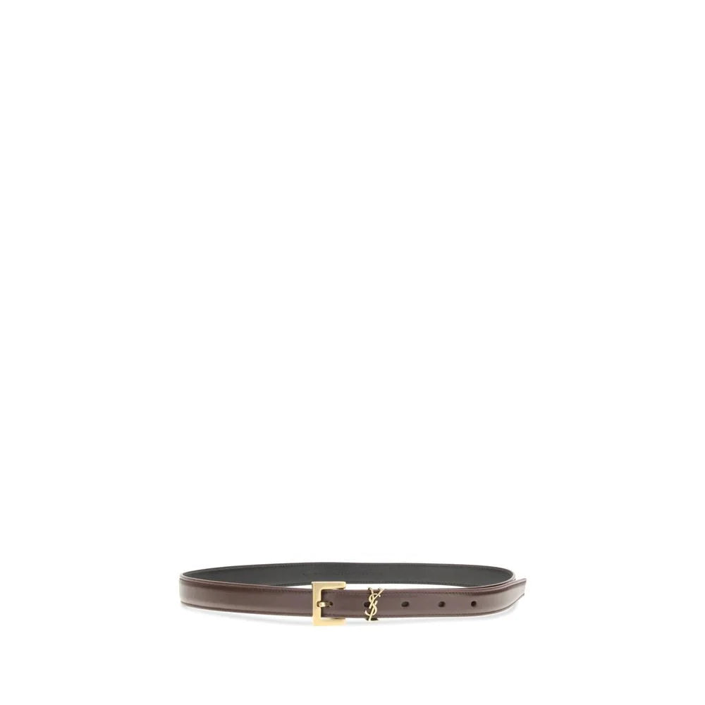 Saint Laurent Brown Calf Leather Bos Taurus Thin Belt - 85 cm / 34 Inches