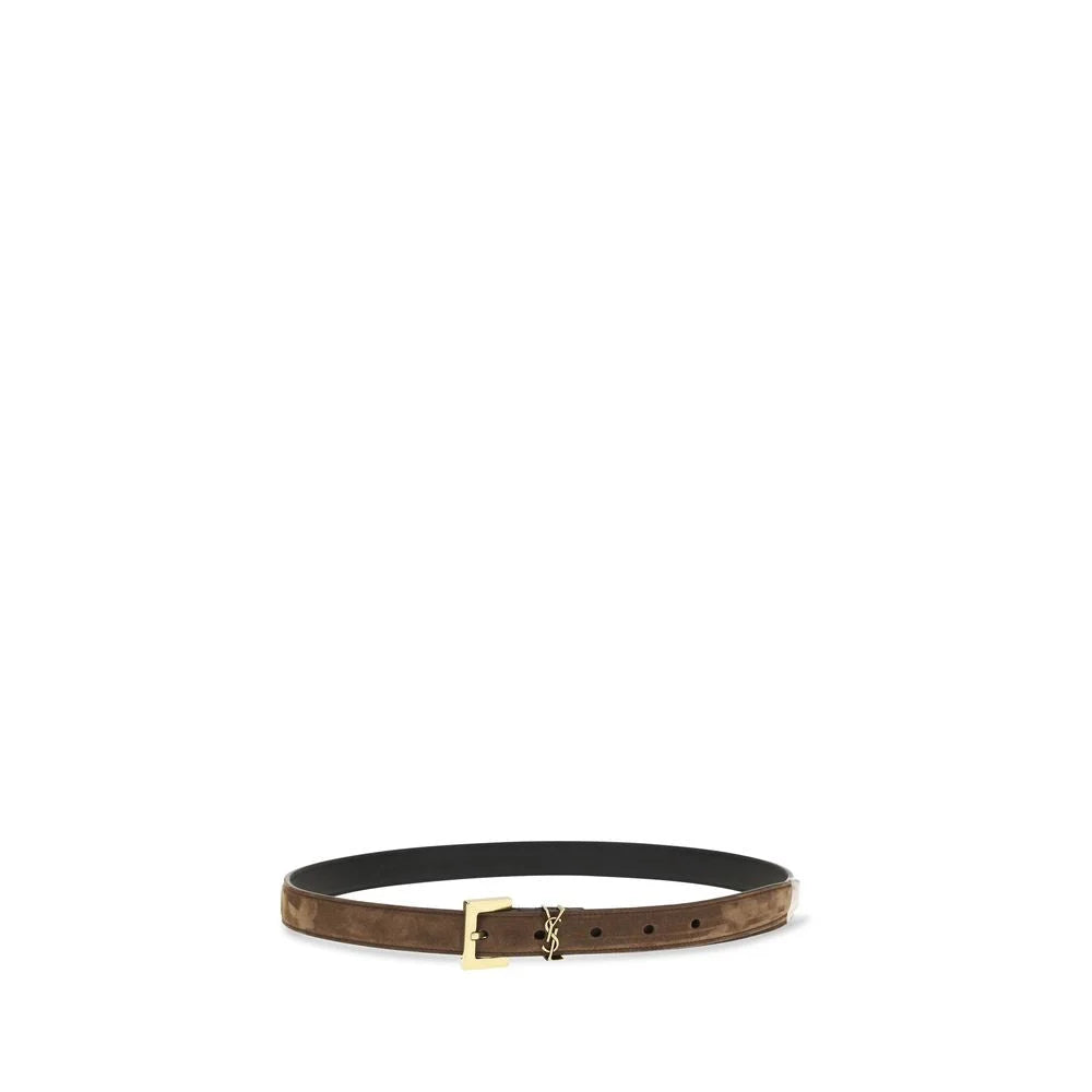Saint Laurent Brown Calf Leather Bos Taurus Thin Belt - 90 cm / 36 Inches