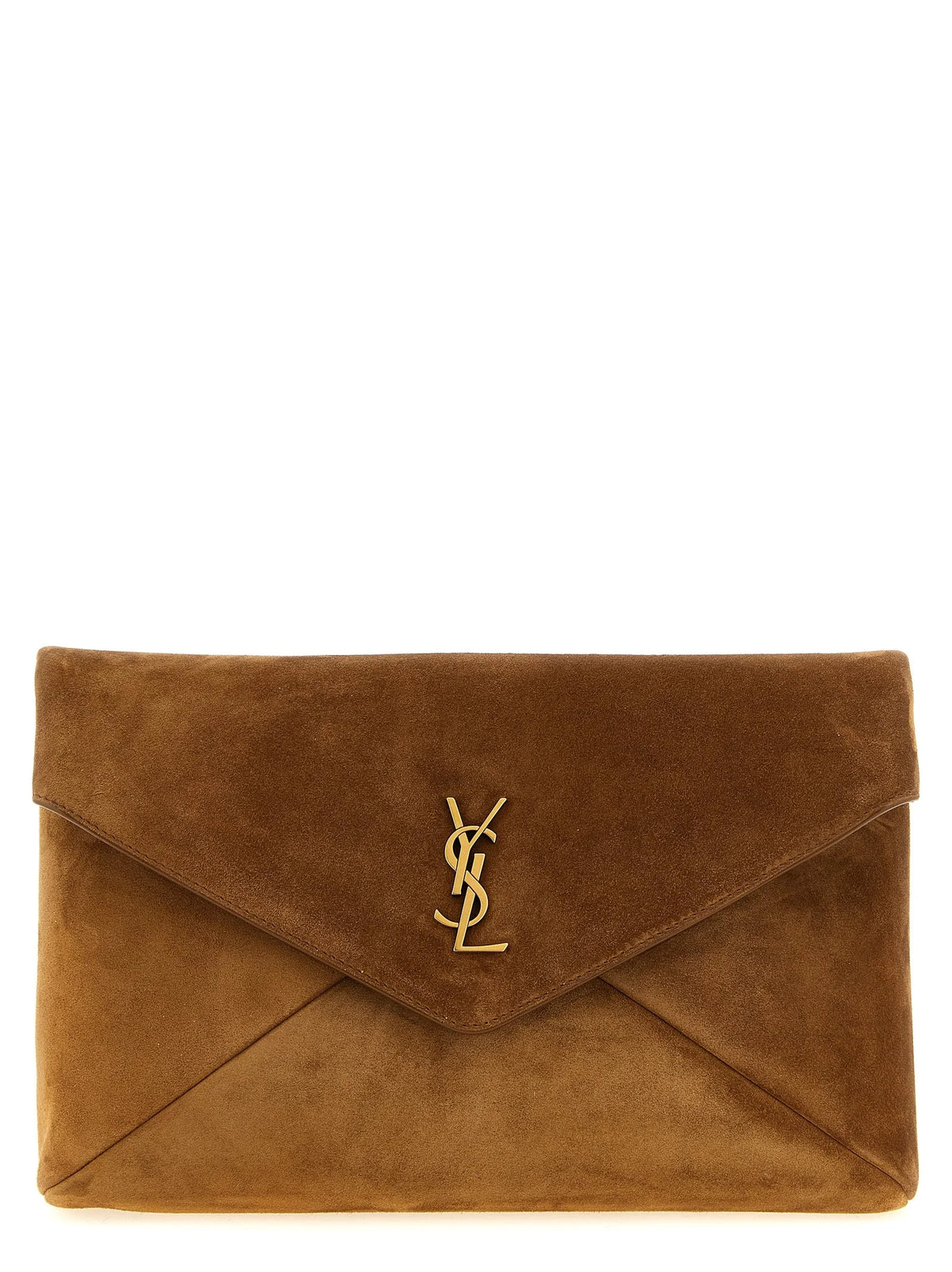 Saint Laurent Brown Calfskin Clutch Bag