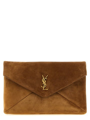 Saint Laurent Brown Calfskin Clutch Bag