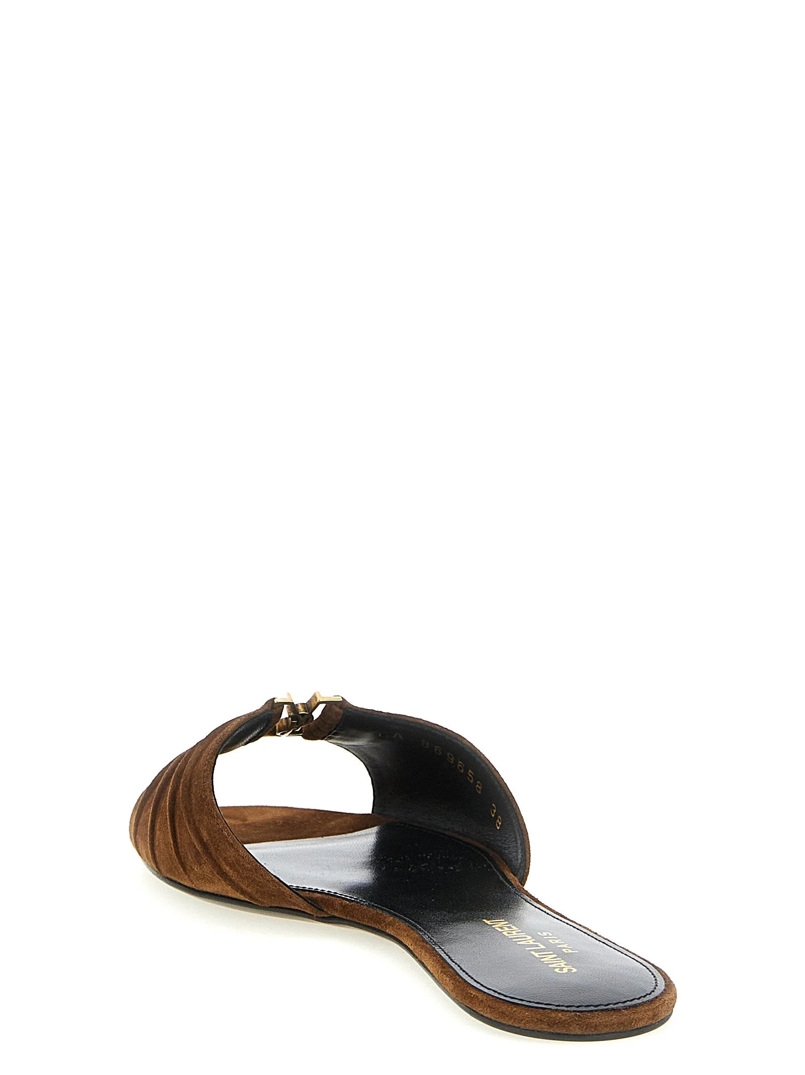 Saint Laurent Brown Calfskin Slides - EU36/US6