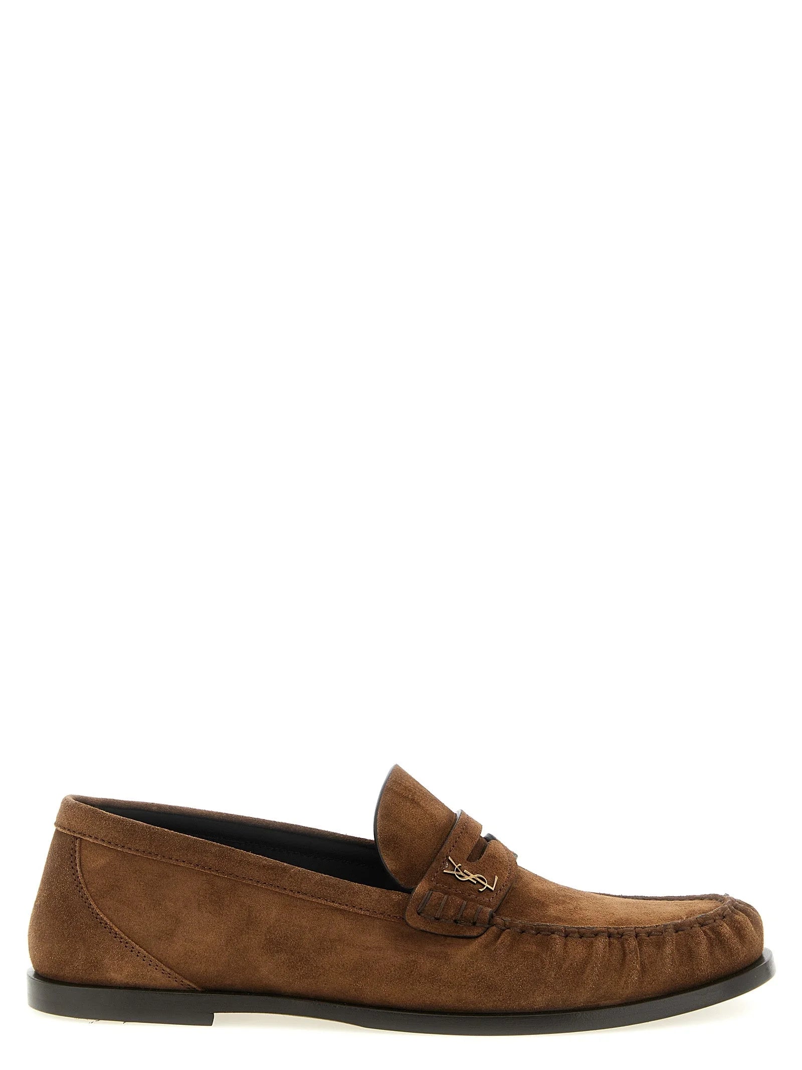 Saint Laurent Brown Calfskin Slip-On Loafers