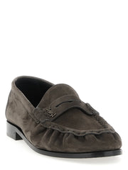 Saint Laurent Brown Calfskin Slip-On Loafers