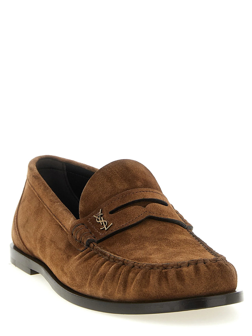 Saint Laurent Brown Calfskin Slip-On Loafers