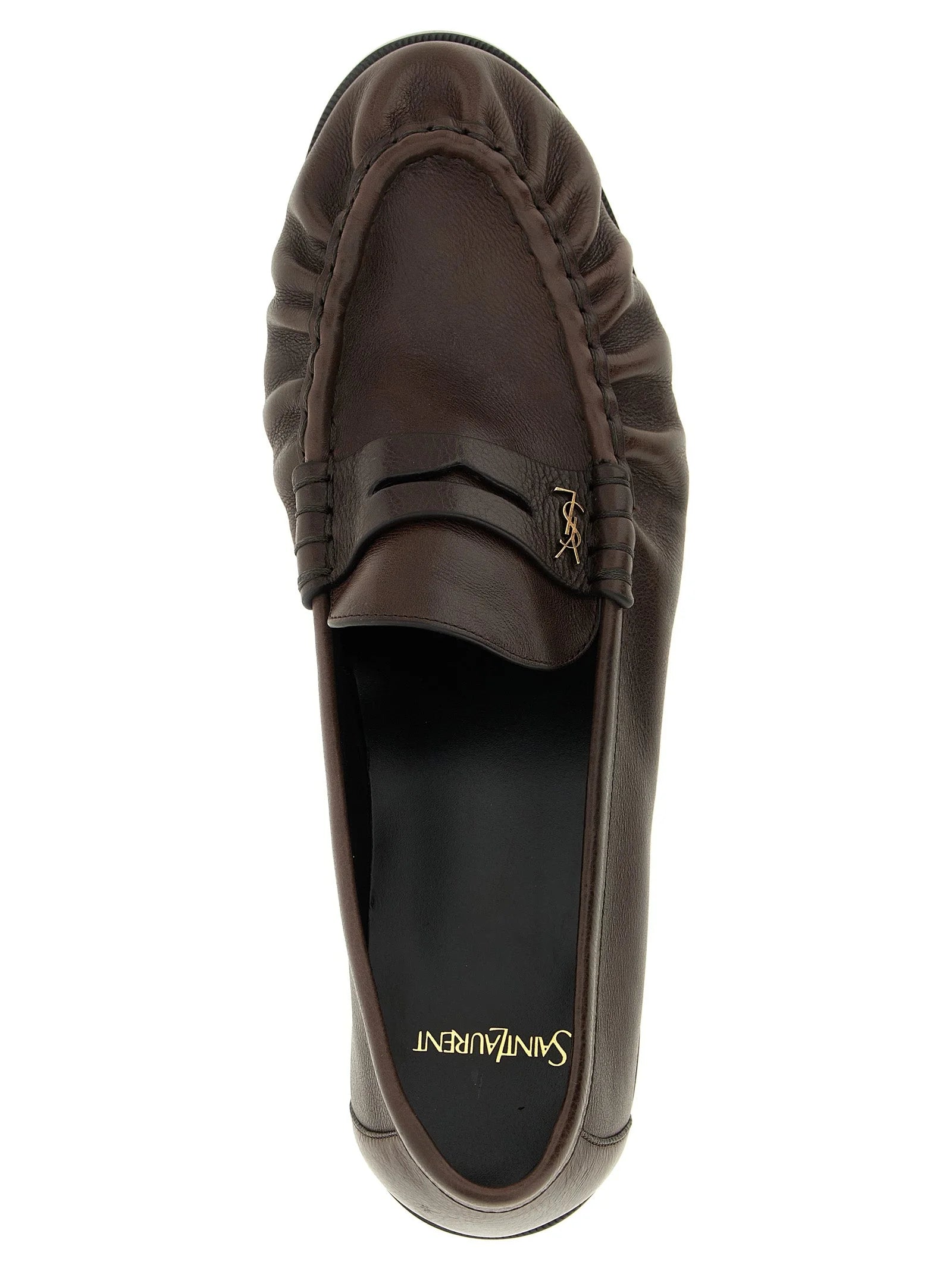 Saint Laurent Brown Calfskin Slip-On Loafers - EU 42 | US 9