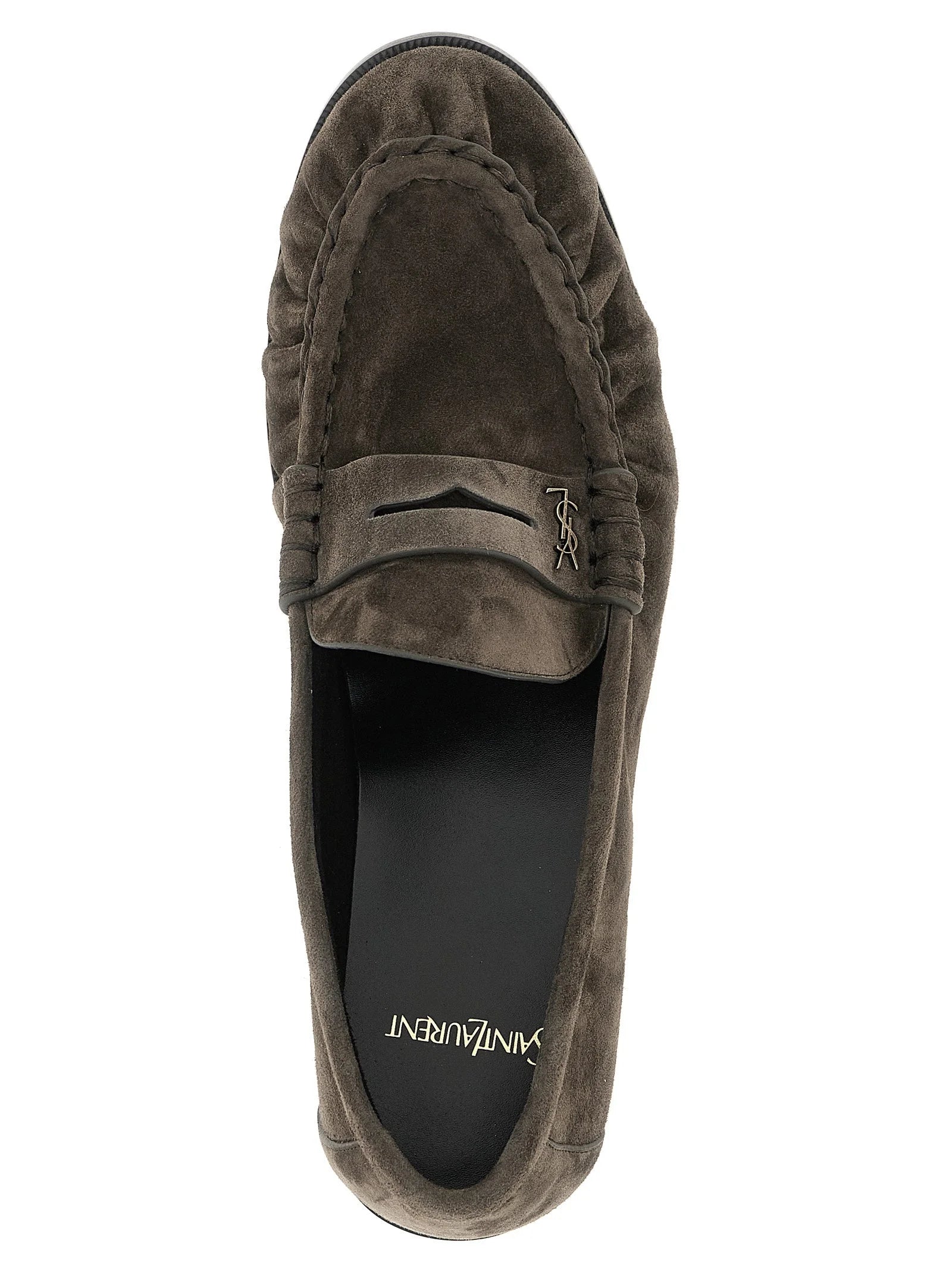 Saint Laurent Brown Calfskin Slip-On Loafers - EU45/US12
