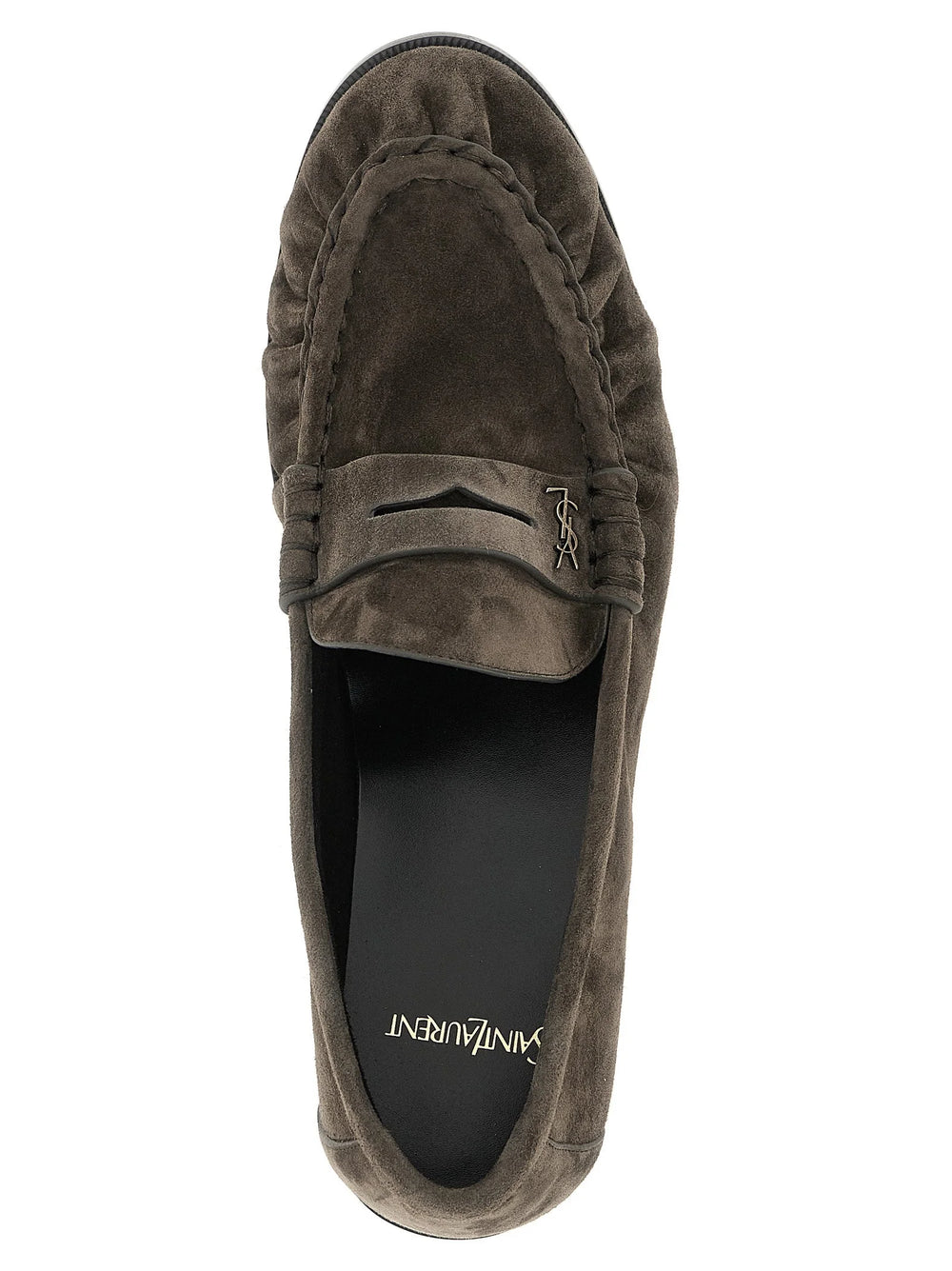Saint Laurent Brown Calfskin Slip-On Loafers - EU45/US12