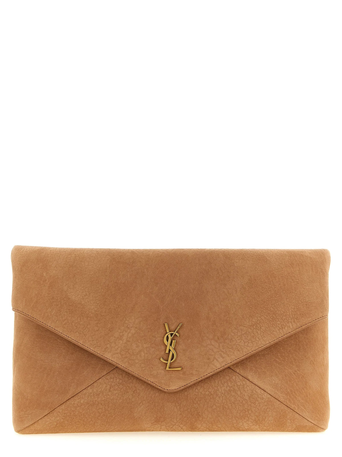 Saint Laurent Brown Lamb Leather Clutch Bag