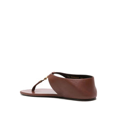 Saint Laurent Brown Lamb Leather Flip-Flop Sandals - EU39/US9