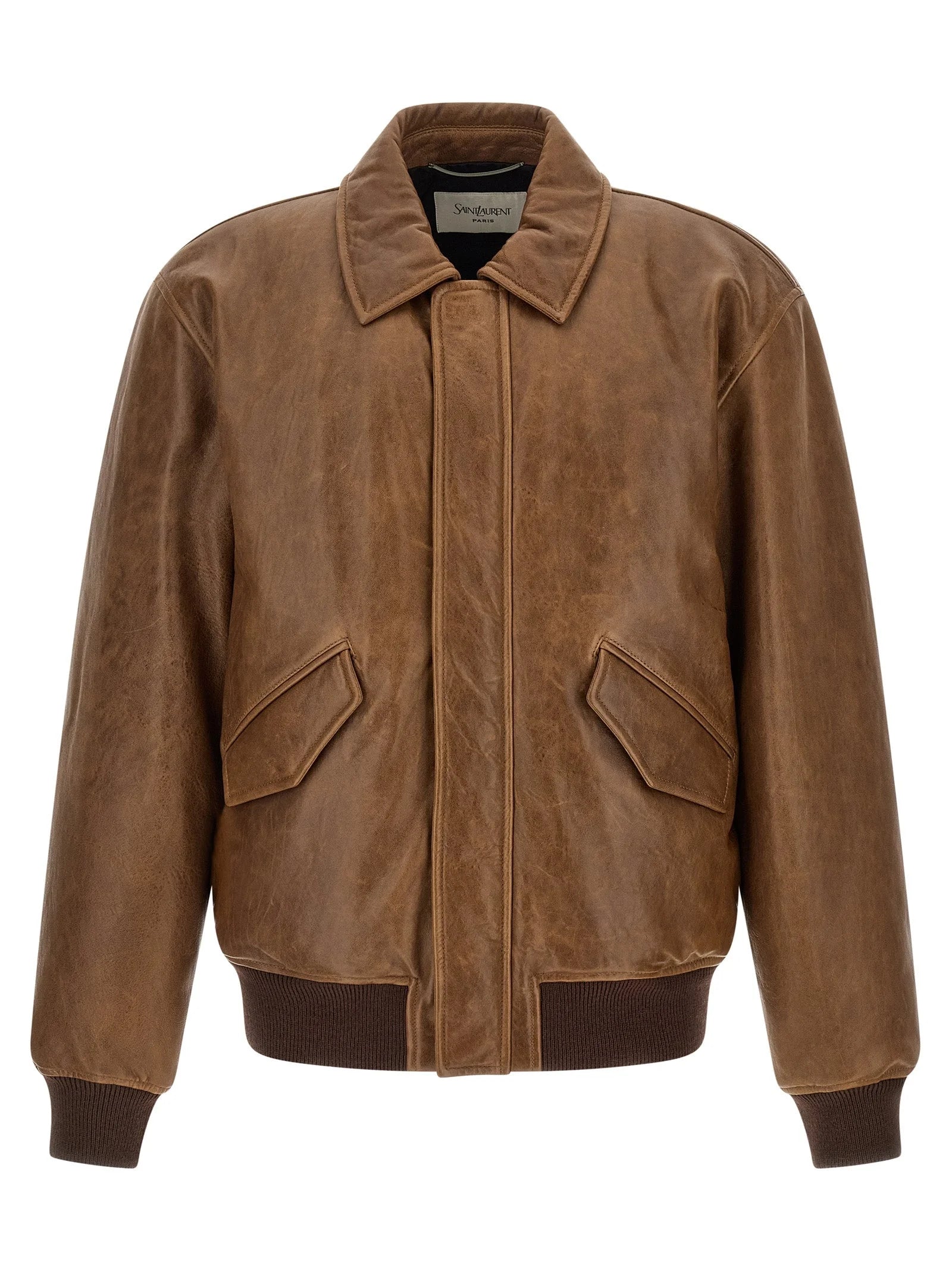 Saint Laurent Brown Lamb Leather Leather Jacket - IT50 | L