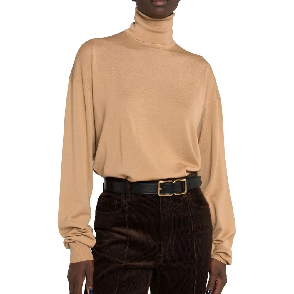 Saint Laurent Brown Virgin Wool Turtleneck - M