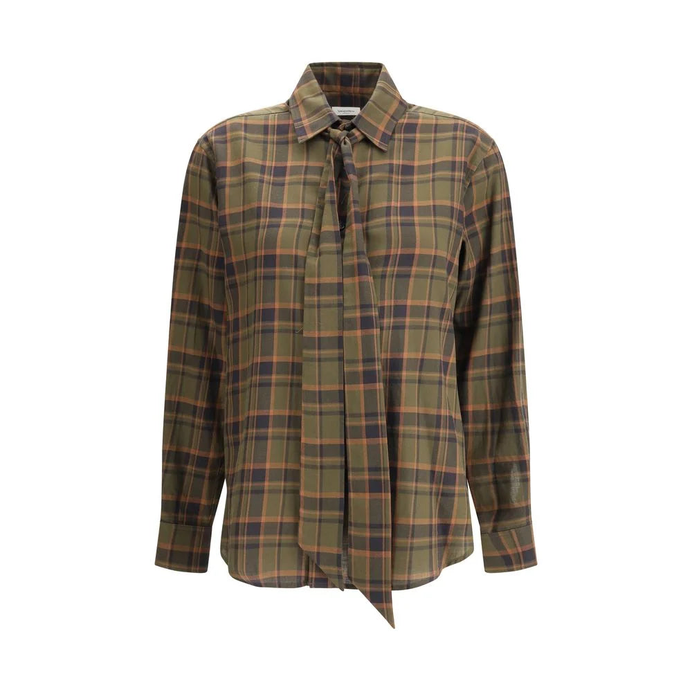 Saint Laurent Cassandre check lavallière Shirt - L