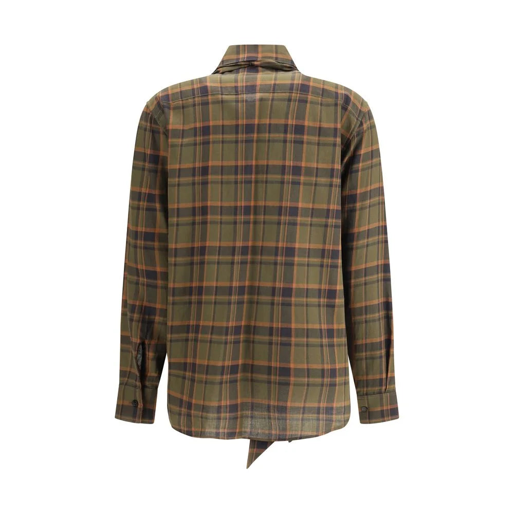 Saint Laurent Cassandre check lavallière Shirt - L
