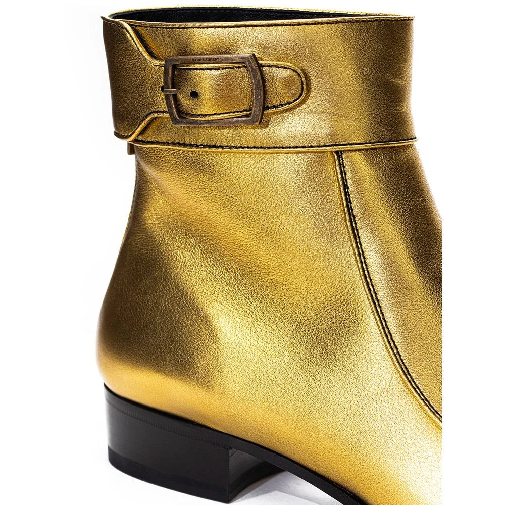 Saint Laurent Gold Leather Boot - EU35/US5 - Boots