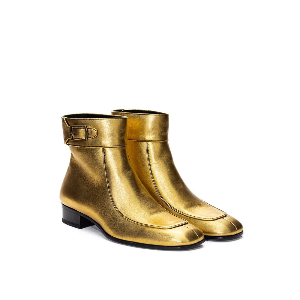 Saint Laurent Gold Leather Boot - EU35/US5 - Boots