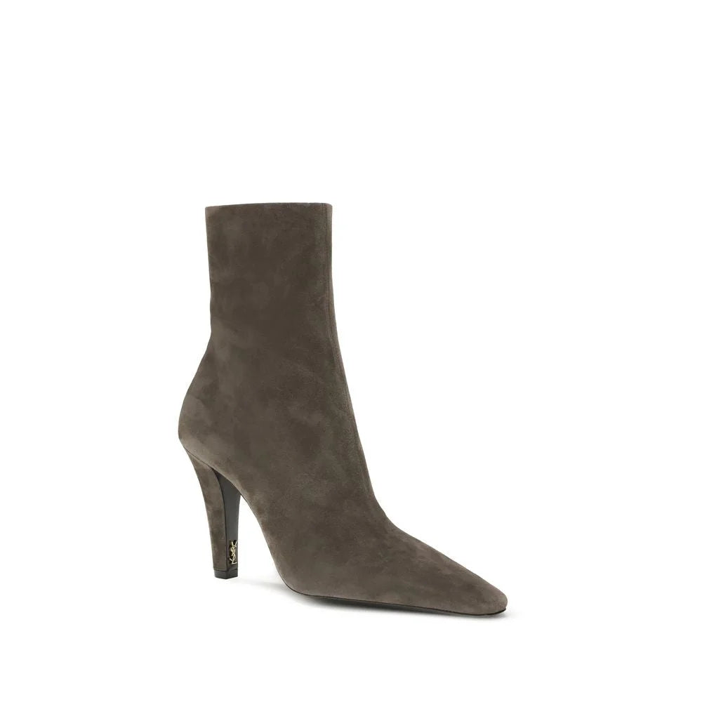 Saint Laurent Gray Calf Leather Bos Taurus Ankle Boots - EU36/US6