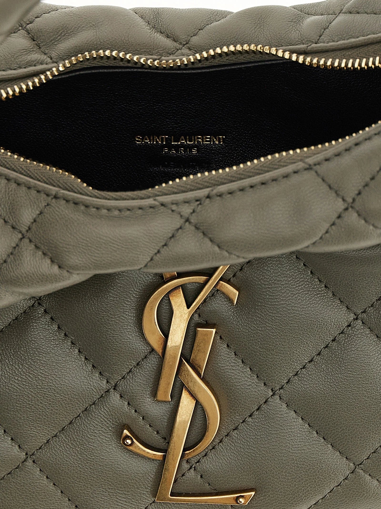 Saint Laurent Gray Lamb Leather Handbag