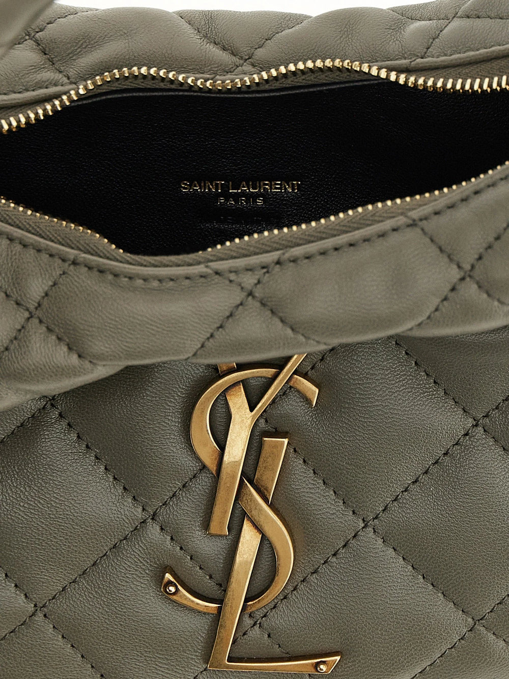 Saint Laurent Gray Lamb Leather Handbag
