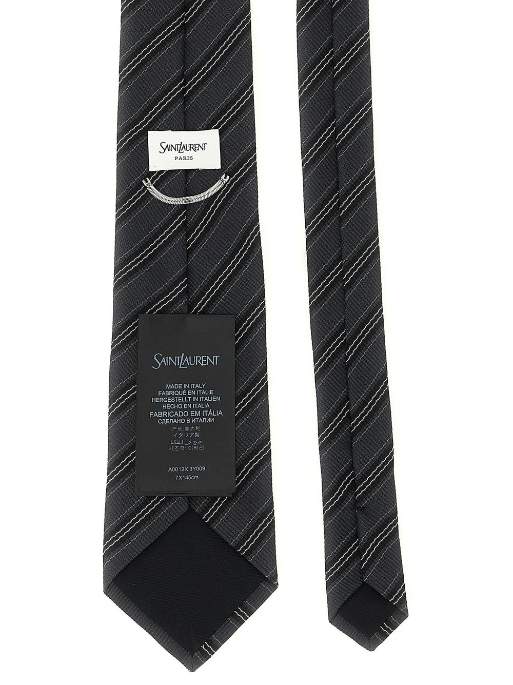 Saint Laurent Gray Silk Tie