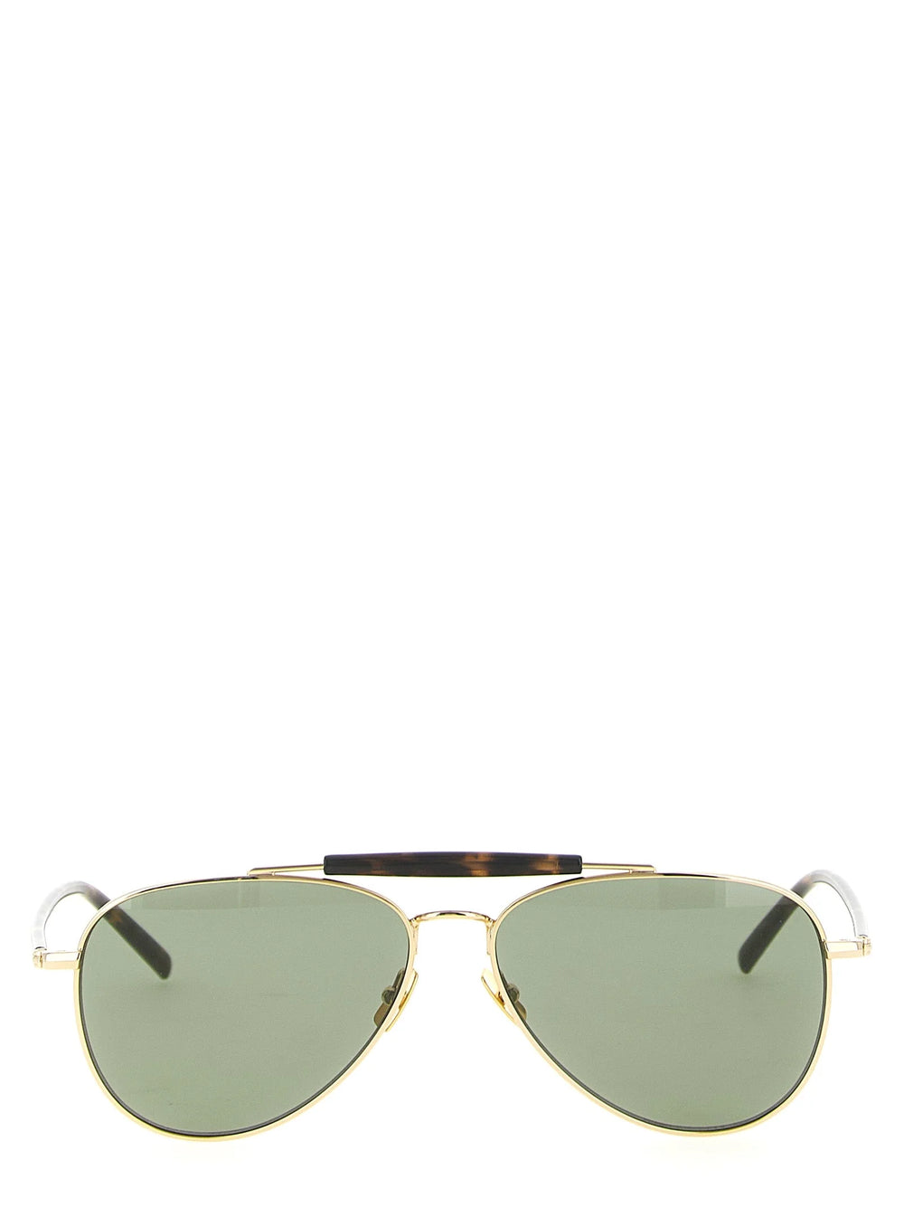 Lunettes de soleil Saint Laurent pour homme avec une monture en acétate multicolore et des verres teintés foncés dans une silhouette carrée classique.