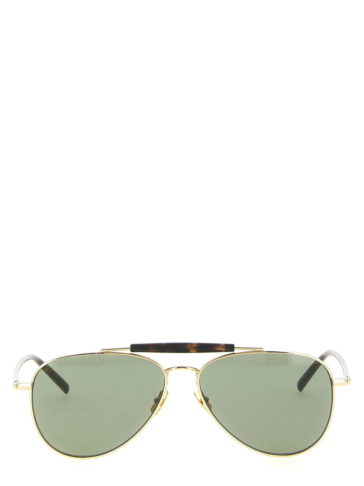 Lunettes de soleil Saint Laurent pour homme avec une monture en acétate multicolore et des verres teintés foncés dans une silhouette carrée classique.