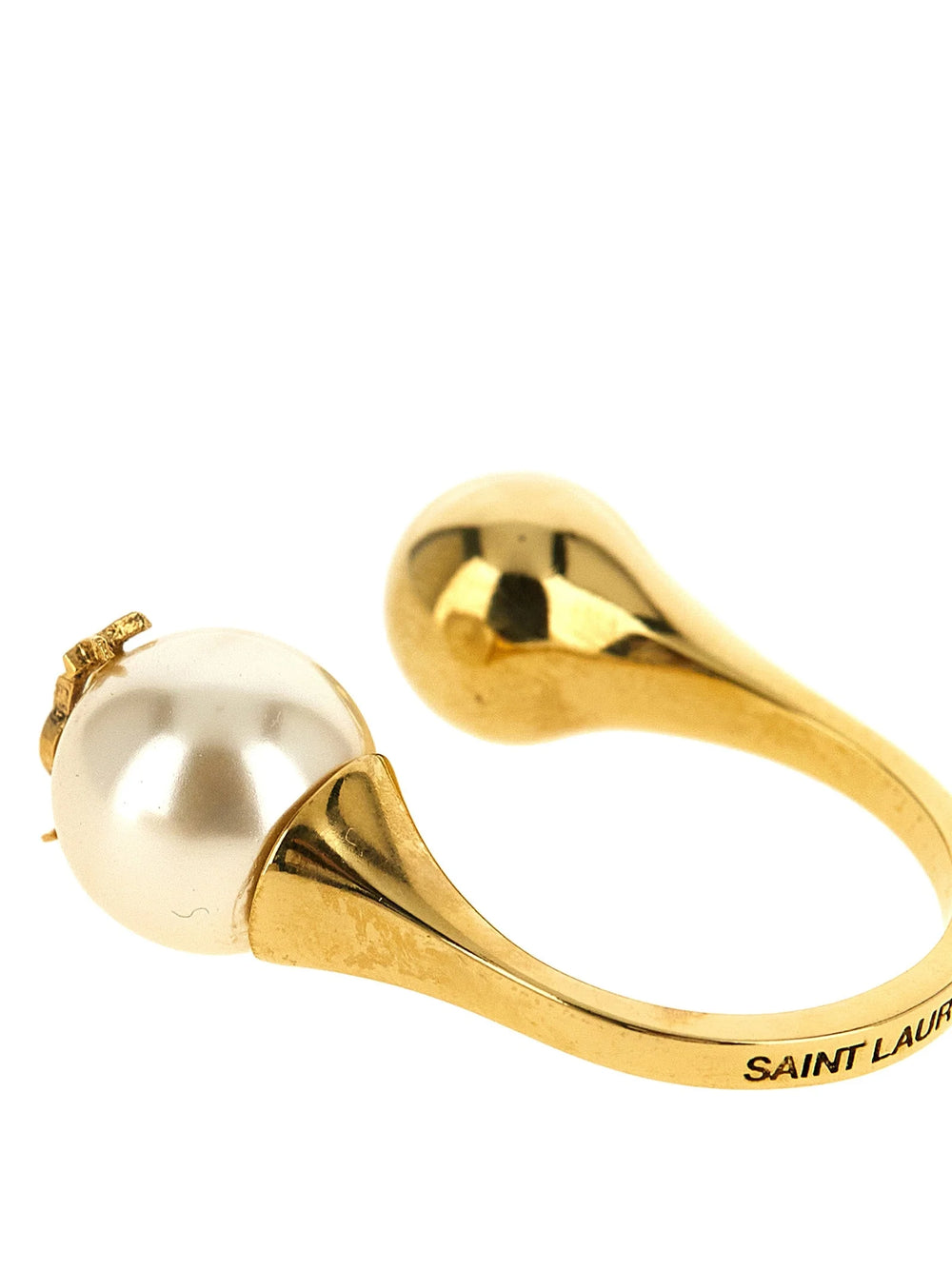 Saint Laurent White Brass Ring