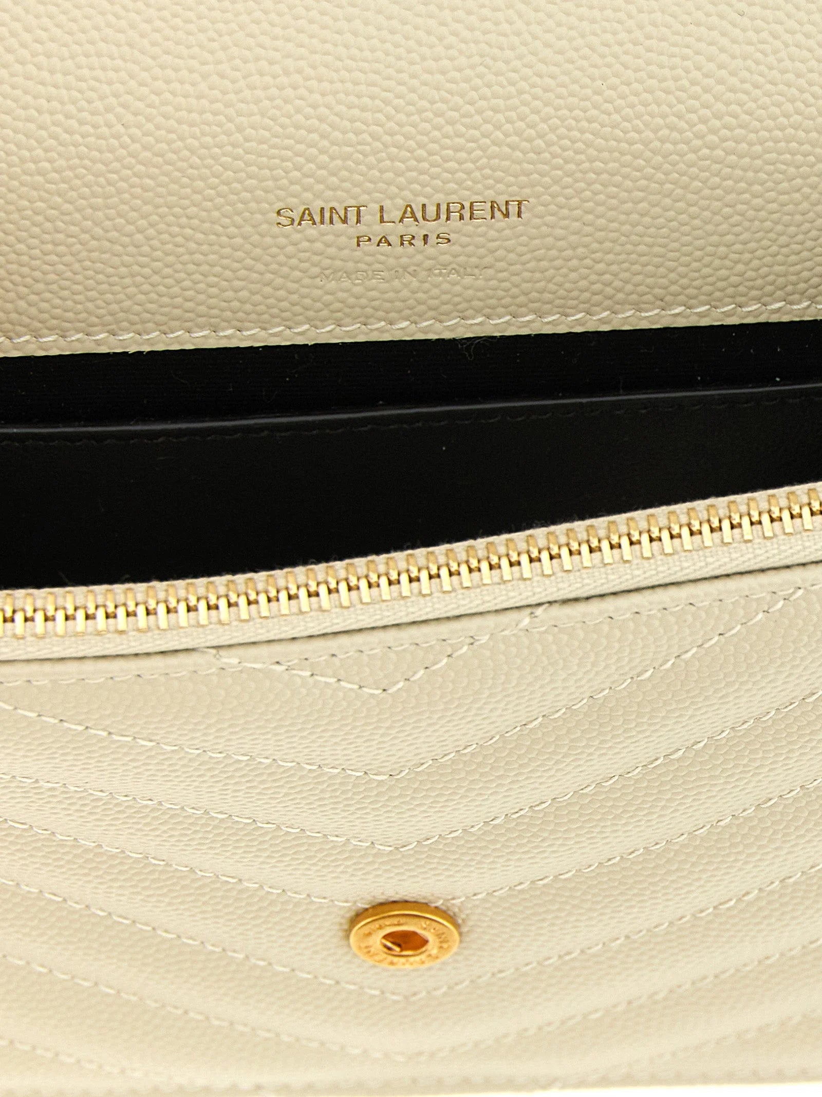 Saint Laurent White Calfskin Clutch Bag