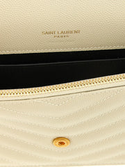 Saint Laurent White Calfskin Clutch Bag