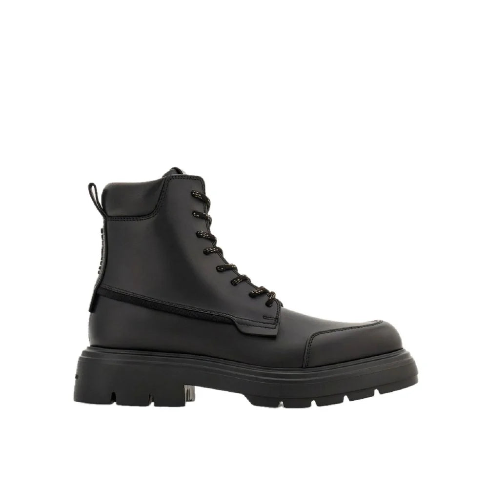 Salvatore Ferragamo Black Calfskin Lace-Up Boots