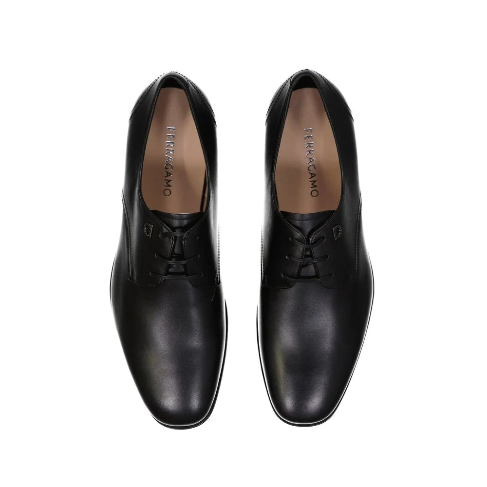 Salvatore Ferragamo Black Calfskin Oxfords And Derbies