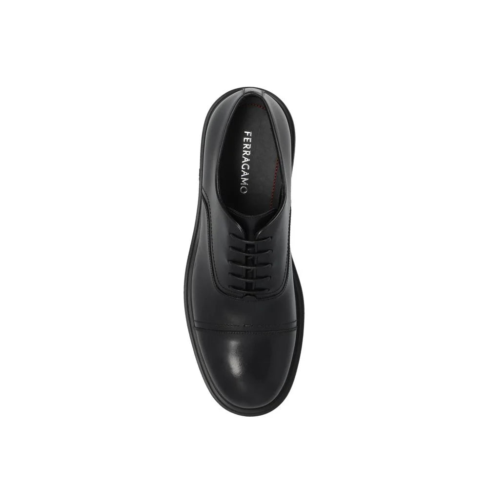 Salvatore Ferragamo Black Calfskin Oxfords And Derbies - EU42.5/US9.5