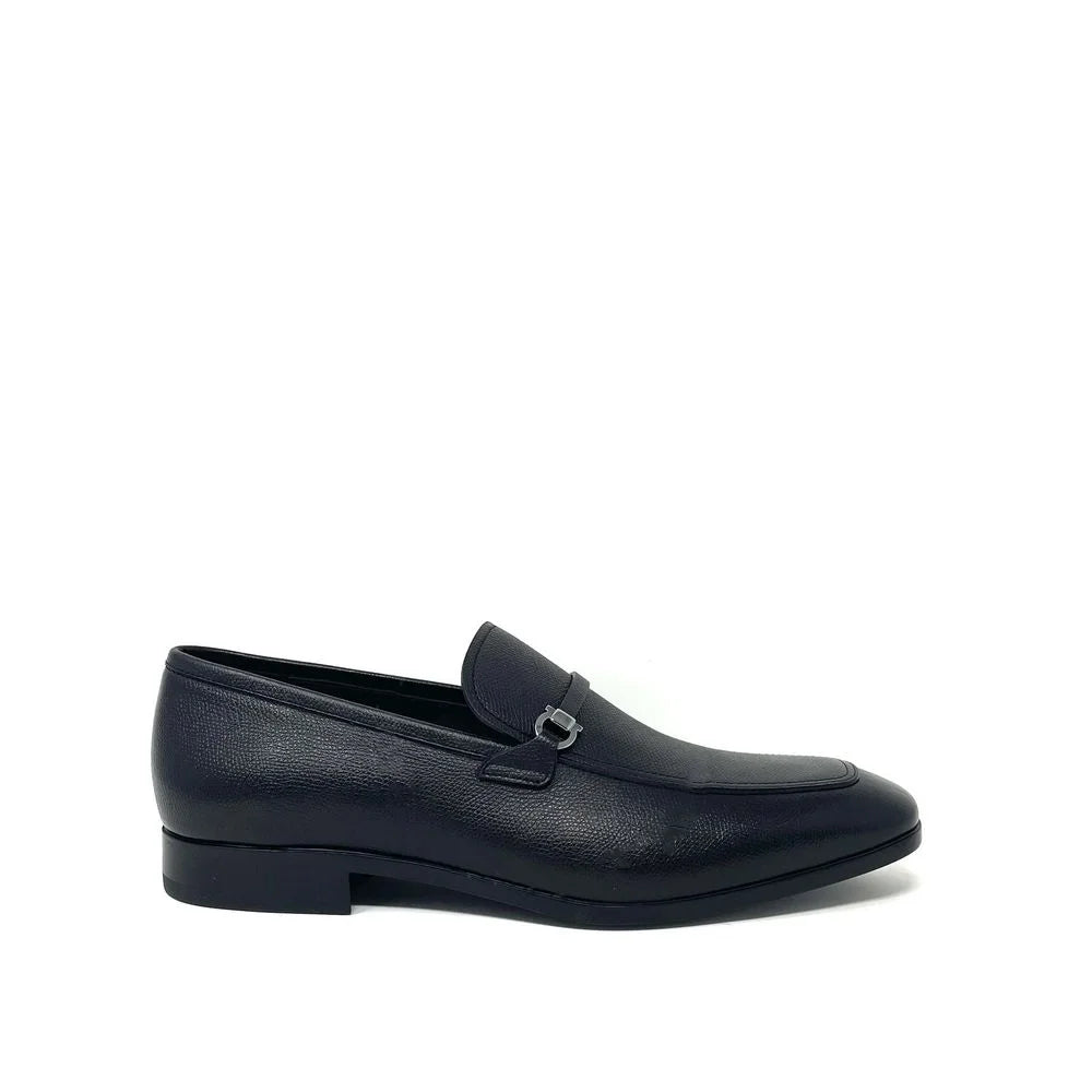 Salvatore Ferragamo Black Calfskin Slip-On Loafers