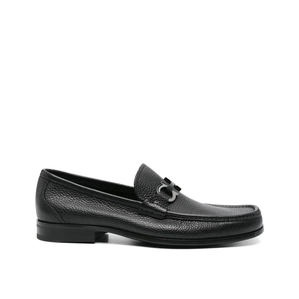Salvatore Ferragamo Black Calfskin Slip-On Loafers - EU38/US8