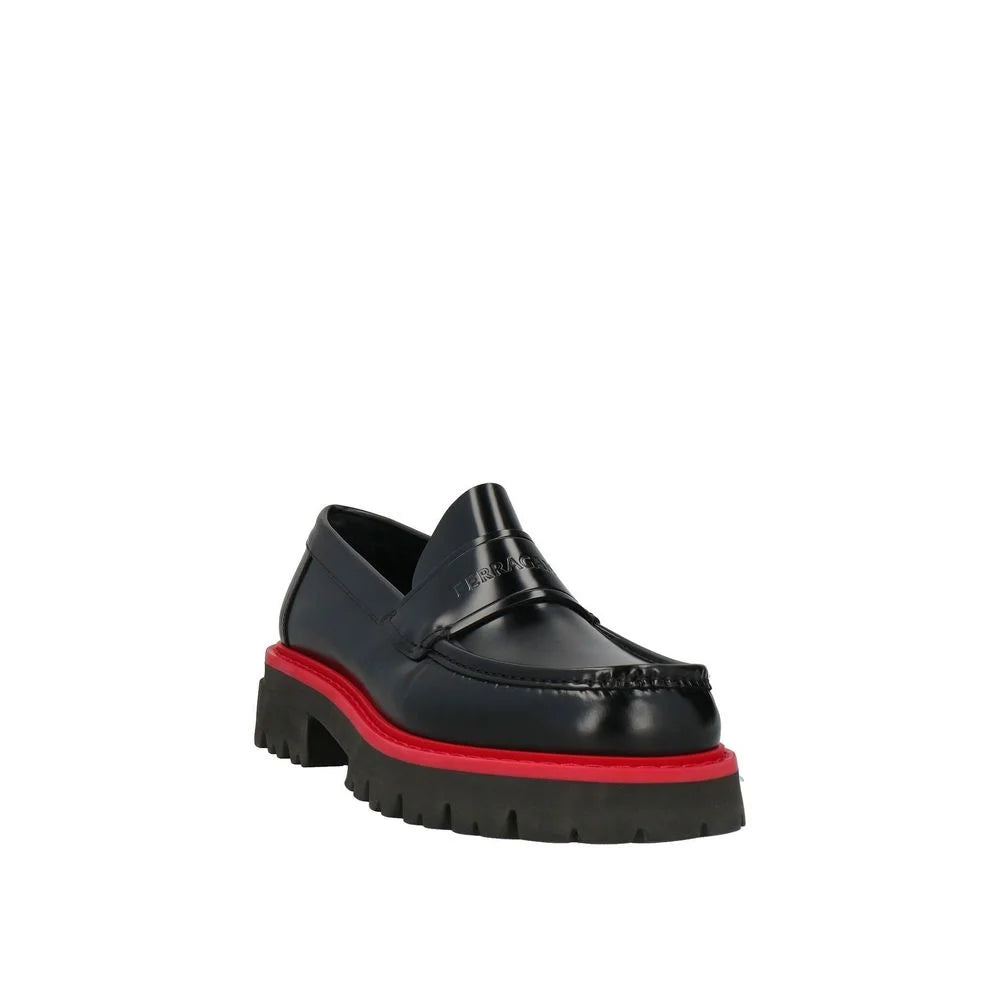 Salvatore Ferragamo Black Leather Platform Loafers