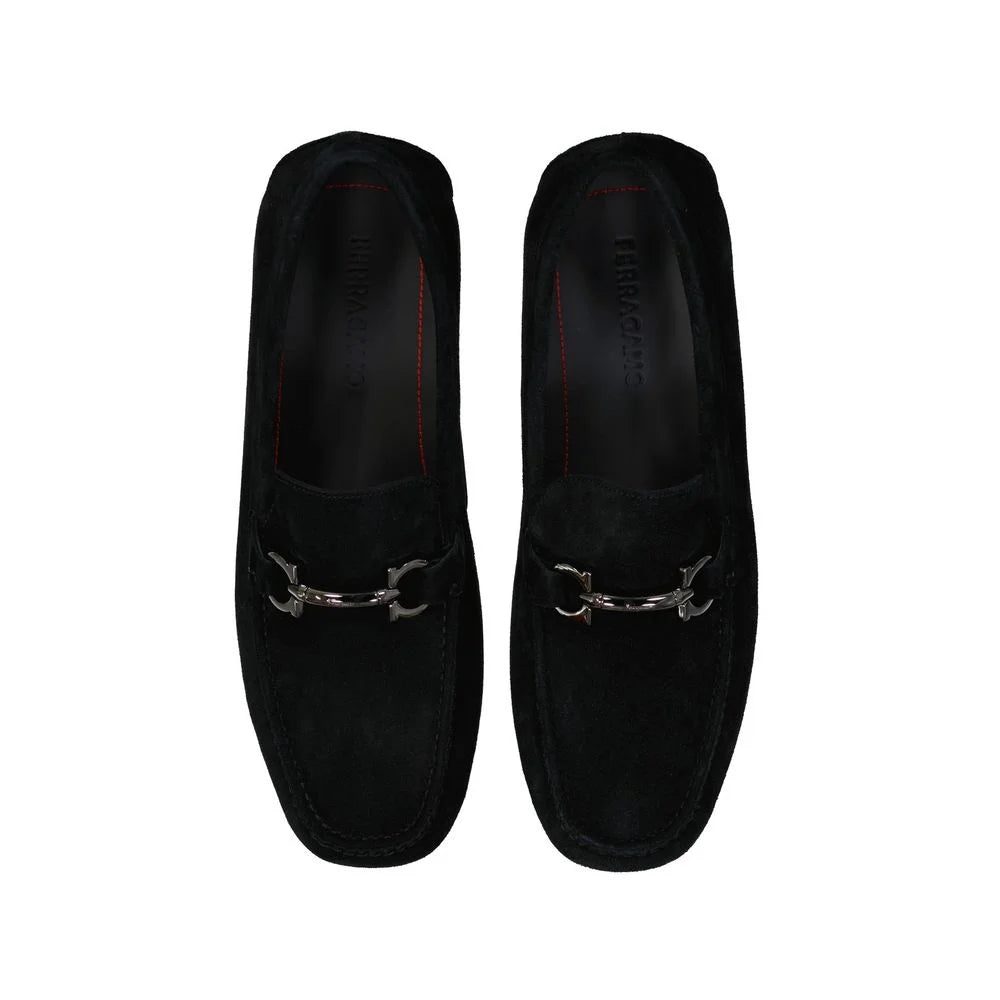 Salvatore Ferragamo Black Leather Slip-On Loafers - EU42.5/US9.5