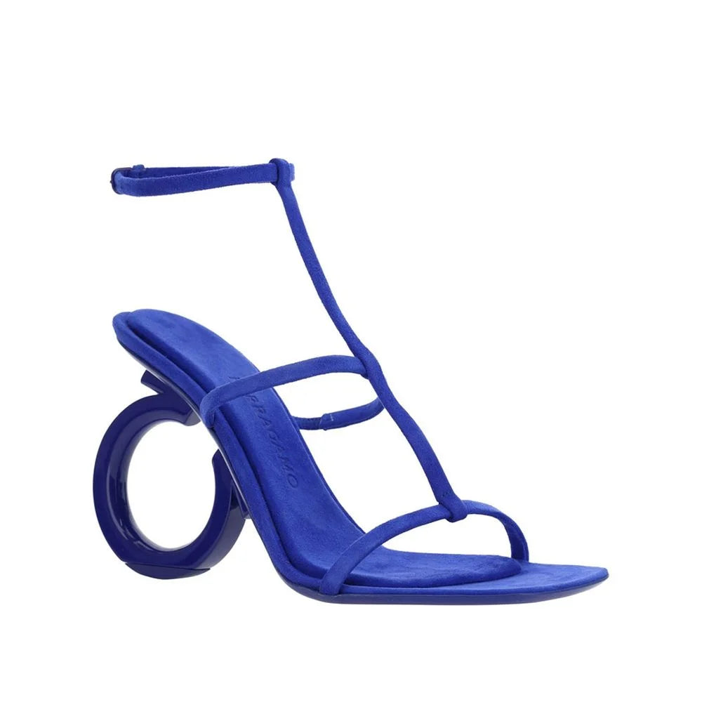 Salvatore Ferragamo Blue Calfskin Strap-On Sandals - EU36/US6