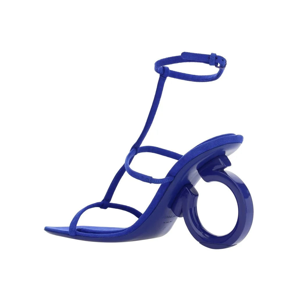 Salvatore Ferragamo Blue Calfskin Strap-On Sandals - EU36/US6
