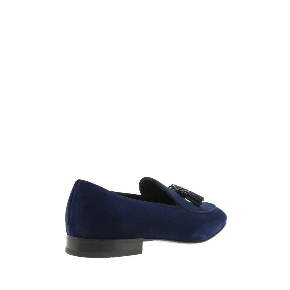 Salvatore Ferragamo Blue Leather Slip-On Loafers