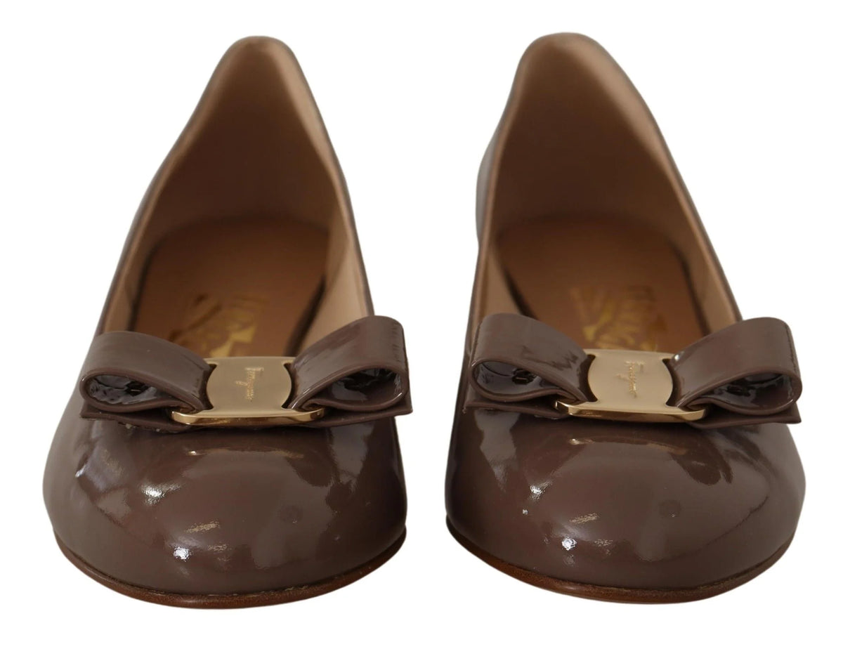 Salvatore Ferragamo Brown Naplak Calf Leather Pumps Shoes - EU35/US4.5