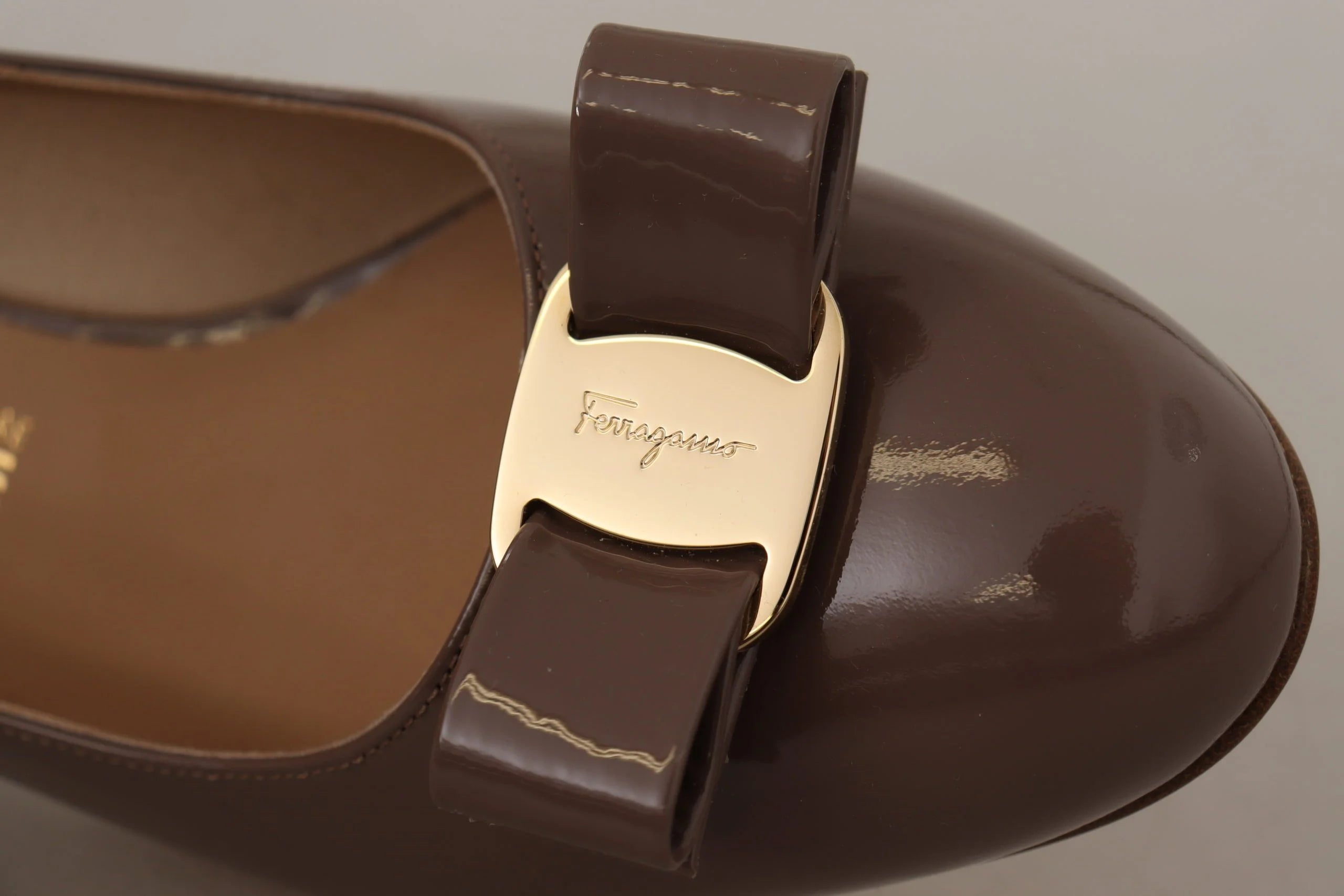 Salvatore Ferragamo Brown Naplak Calf Leather Pumps Shoes - EU35/US4.5